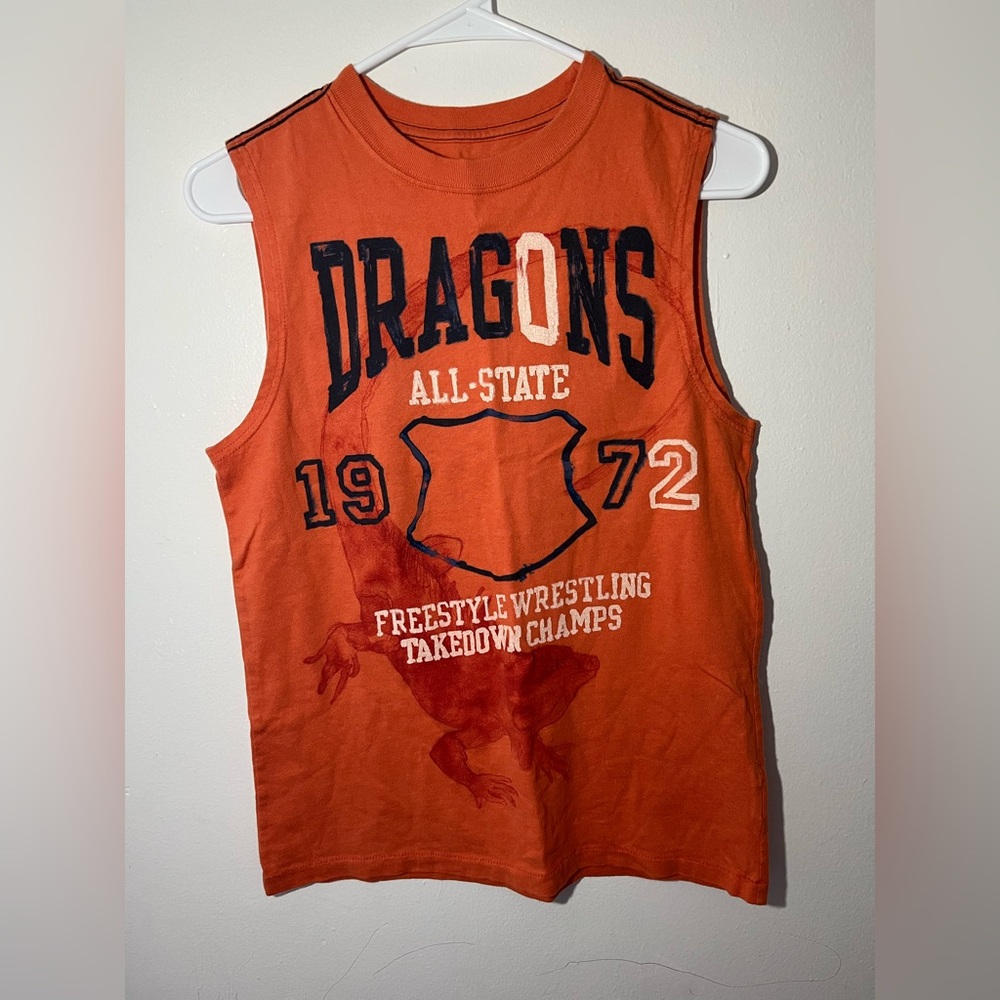 Orange Sleeveless Graphic Tee